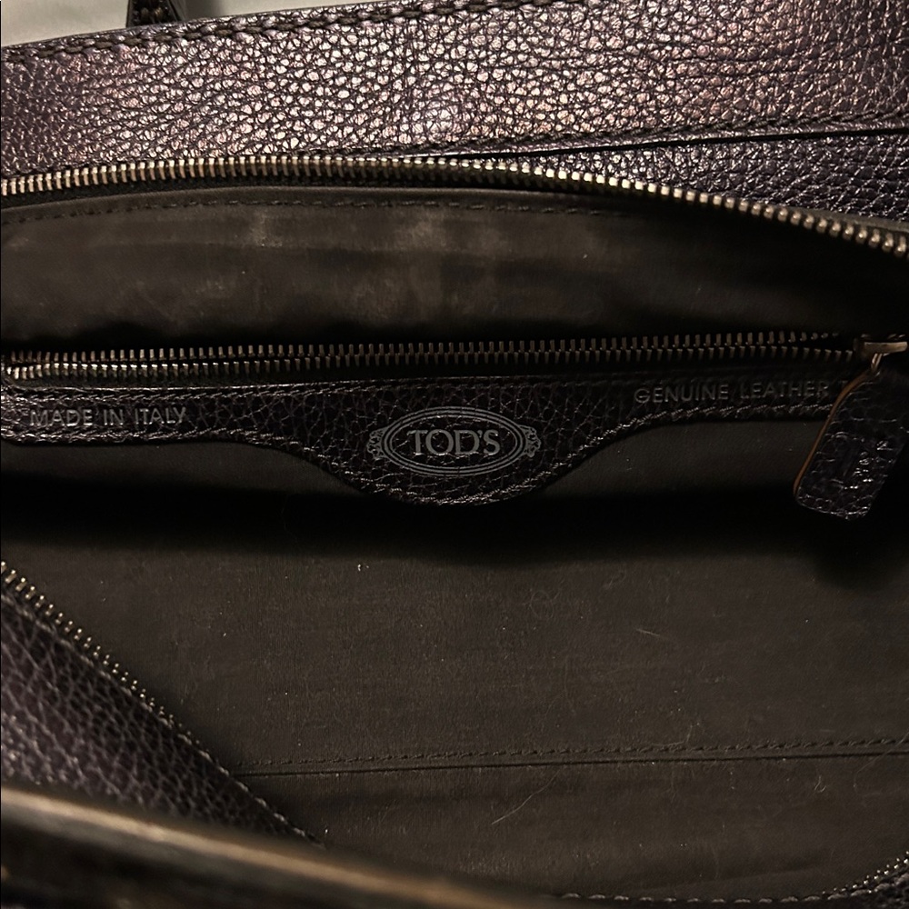 Tod's BLACK METALLIC Pebbled Leather Satchel - Picture 5 of 6